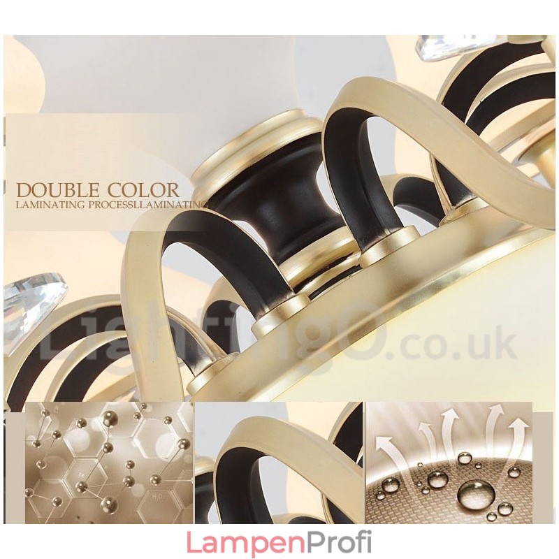 8-flammige Retro-Pendelleuchte im rustikalen Stil mit Kristallglasschirm