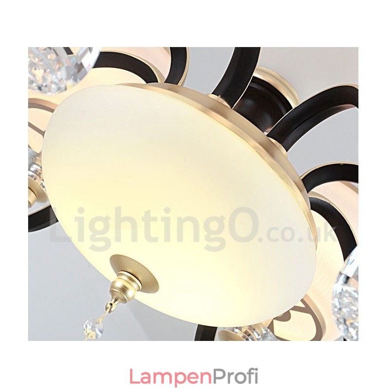 8-flammige Retro-Pendelleuchte im rustikalen Stil mit Kristallglasschirm