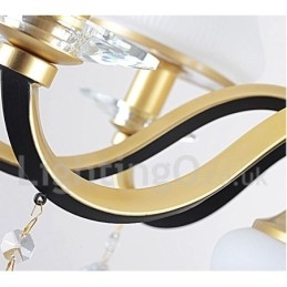 12-flammige Retro-Pendelleuchte aus Kristall mit rustikalem Luxus-Glasschirm