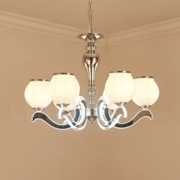 6-flammige, moderne, luxuriöse Pendelleuchte mit Glasschirm