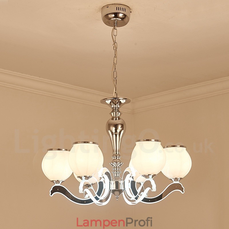 6-flammige, moderne, luxuriöse Pendelleuchte mit Glasschirm