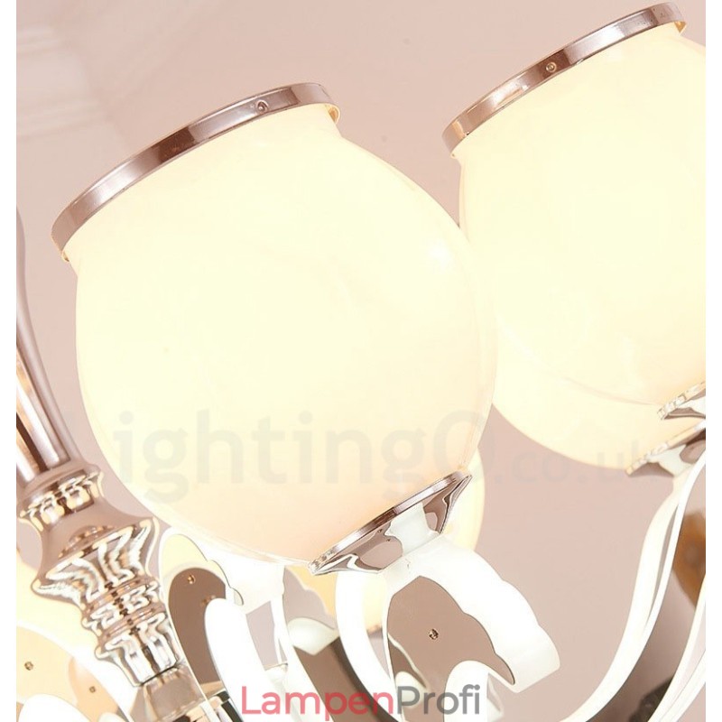 6-flammige, moderne, luxuriöse Pendelleuchte mit Glasschirm