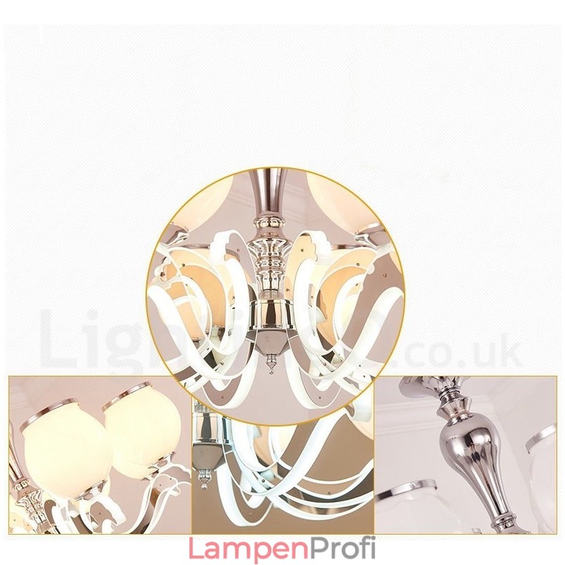 6-flammige, moderne, luxuriöse Pendelleuchte mit Glasschirm