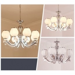8-flammige, moderne, luxuriöse Pendelleuchte mit Glasschirm