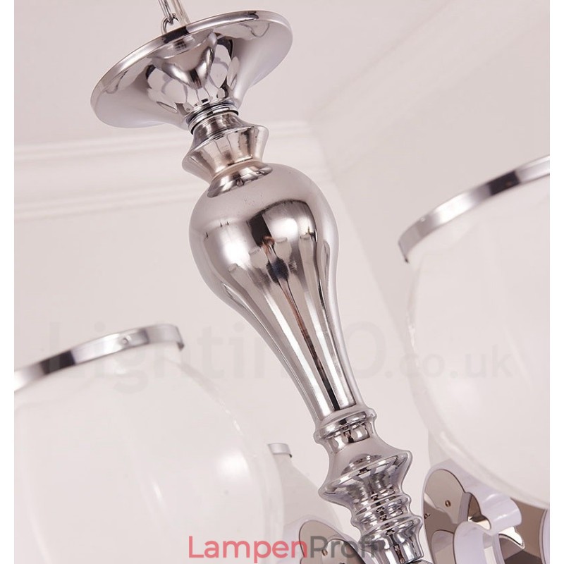 8-flammige, moderne, luxuriöse Pendelleuchte mit Glasschirm