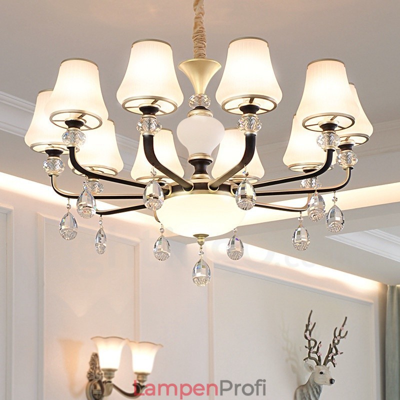 Moderne zeitgenössische Retro Luxus Kristall Pendelleuchte Kronleuchter mit Glasschirm