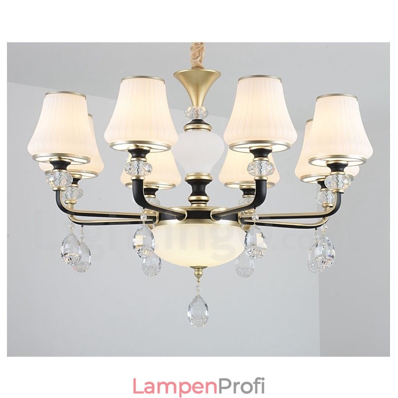Moderne zeitgenössische Retro Luxus Kristall Pendelleuchte Kronleuchter mit Glasschirm