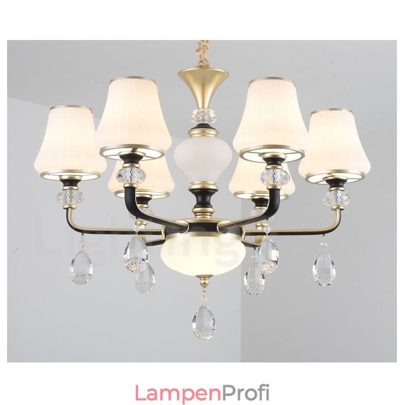 Moderne zeitgenössische Retro Luxus Kristall Pendelleuchte Kronleuchter mit Glasschirm