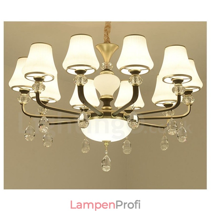 Moderne zeitgenössische Retro Luxus Kristall Pendelleuchte Kronleuchter mit Glasschirm