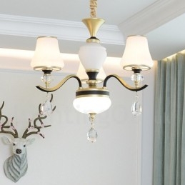 Moderne zeitgenössische Retro Luxus Kristall Pendelleuchte Kronleuchter mit Glasschirm