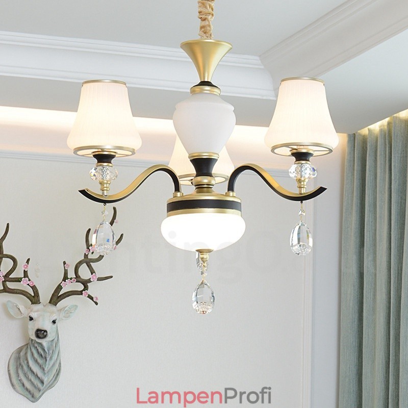 Moderne zeitgenössische Retro Luxus Kristall Pendelleuchte Kronleuchter mit Glasschirm