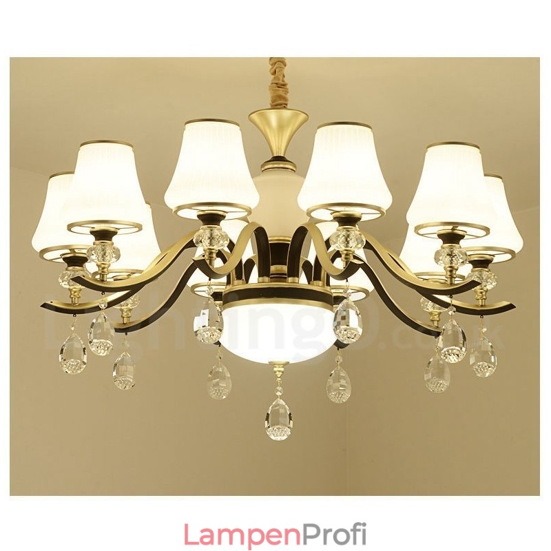 Moderne zeitgenössische Retro Luxus Kristall Pendelleuchte Kronleuchter mit Glasschirm