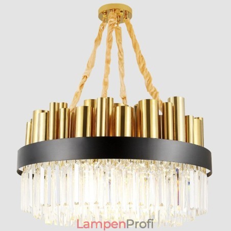 Moderne zeitgenössische 16-flammige Pendelleuchte aus Stahl mit Kristallschirm Moderne zeitgenössische 16-flammige Pendelleuchte aus Stahl mit Kristallschirm