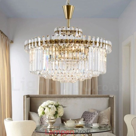 Moderne zeitgenössische 9-flammige Pendelleuchte aus Stahl mit Kristallschirm