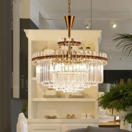 Moderne zeitgenössische 9-flammige Pendelleuchte aus Stahl mit Kristallschirm