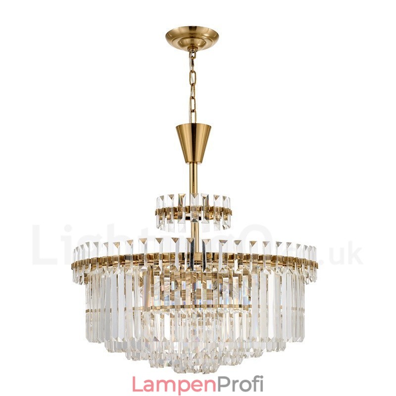 Moderne zeitgenössische 9-flammige Pendelleuchte aus Stahl mit Kristallschirm