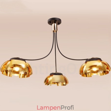 Moderner zeitgenössischer 3-flammiger Kronleuchter aus Stahl mit Acrylschirm