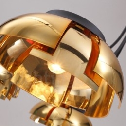 Moderner zeitgenössischer 3-flammiger Kronleuchter aus Stahl mit Acrylschirm