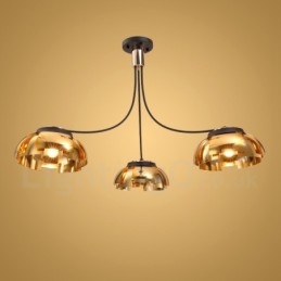 Moderner zeitgenössischer 3-flammiger Kronleuchter aus Stahl mit Acrylschirm