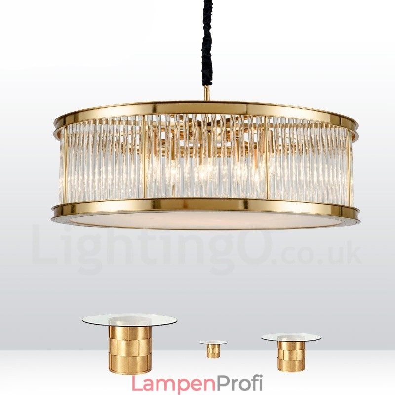 Moderne zeitgenössische 8-flammige Pendelleuchte aus Stahl mit Kristall-Acryl-Schirm