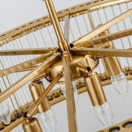 Moderne zeitgenössische 8-flammige Pendelleuchte aus Stahl mit Kristall-Acryl-Schirm