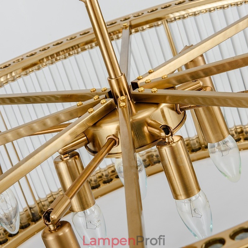 Moderne zeitgenössische 8-flammige Pendelleuchte aus Stahl mit Kristall-Acryl-Schirm