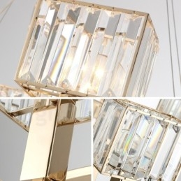 Moderne zeitgenössische 10-flammige Pendelleuchte aus Stahl mit Kristallschirm