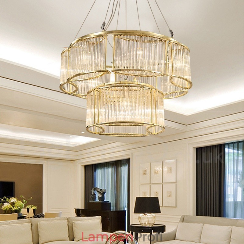 Moderne zeitgenössische 11-flammige Pendelleuchte aus Stahl mit Kristallglasschirm