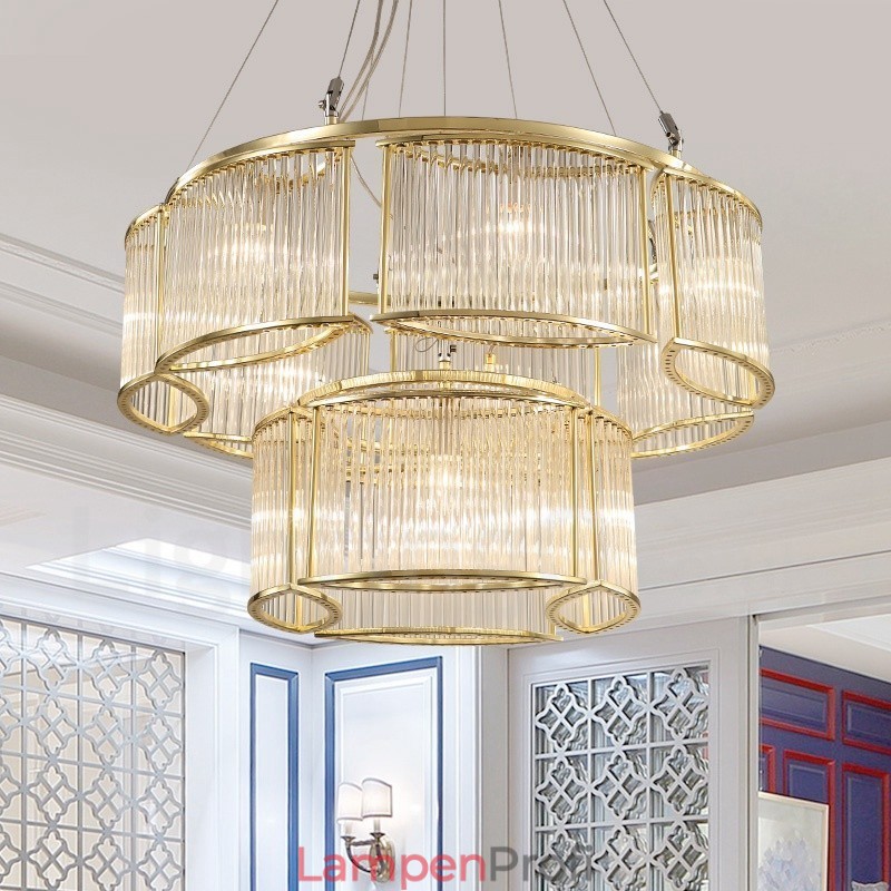 Moderne zeitgenössische 11-flammige Pendelleuchte aus Stahl mit Kristallglasschirm