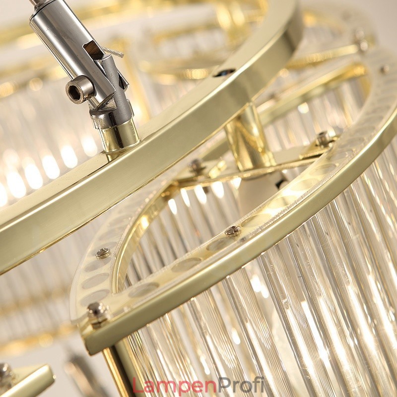 Moderne zeitgenössische 11-flammige Pendelleuchte aus Stahl mit Kristallglasschirm