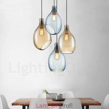 Moderne zeitgenössische 1-flammige Pendelleuchte aus Glas mit Glasschirm