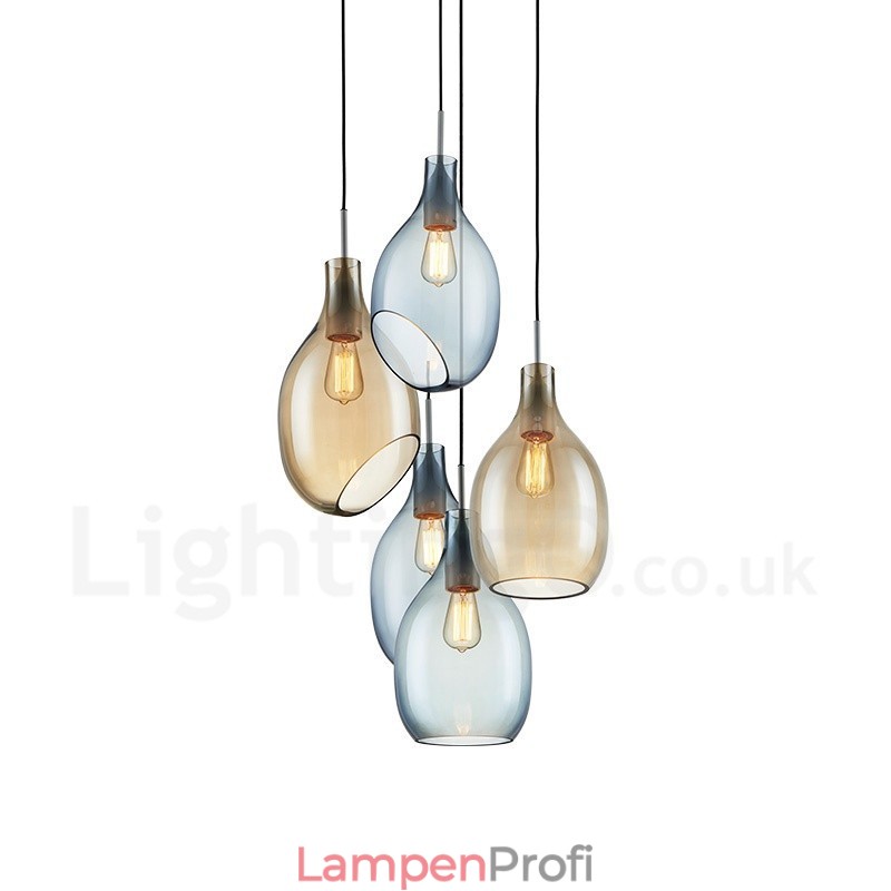 Moderne zeitgenössische 1-flammige Pendelleuchte aus Glas mit Glasschirm