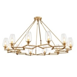 Moderne zeitgenössische 12-flammige Pendelleuchte aus Stahl mit Glasschirm