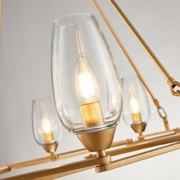 Moderne zeitgenössische 6-flammige Pendelleuchte aus Stahl mit Glasschirm