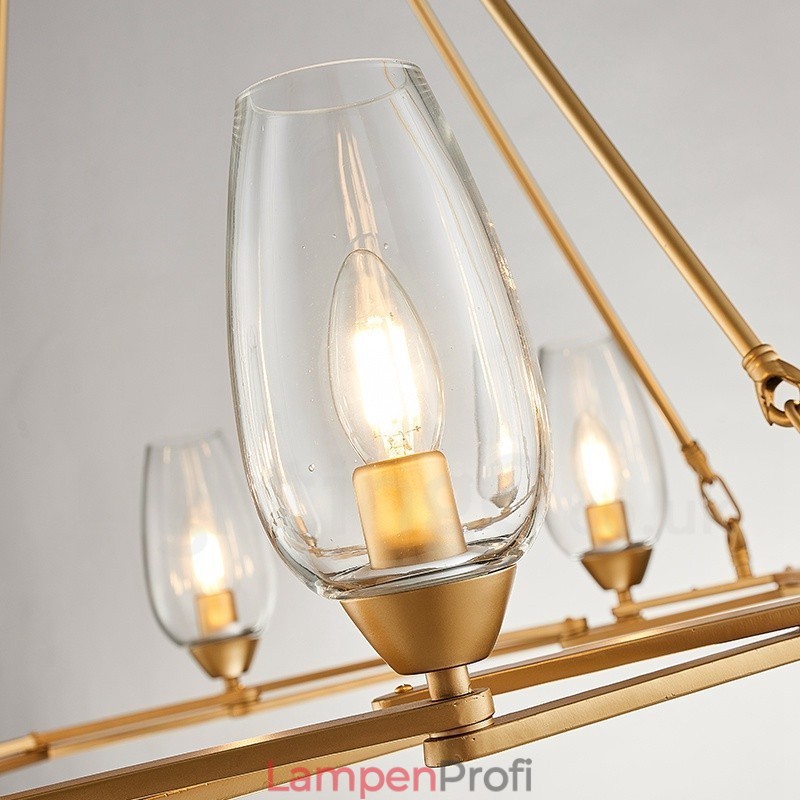 Moderne zeitgenössische 6-flammige Pendelleuchte aus Stahl mit Glasschirm