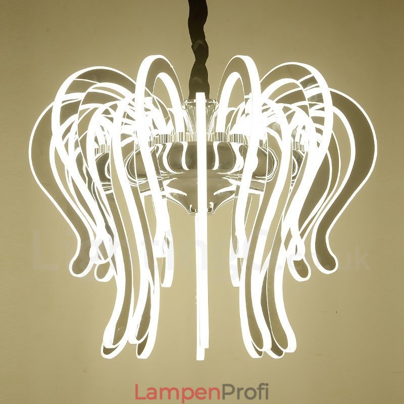 Moderner zeitgenössischer Kronleuchter aus Stahl mit 20 Lichtern und Acrylschirm