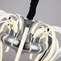 Moderner zeitgenössischer Kronleuchter aus Stahl mit 20 Lichtern und Acrylschirm