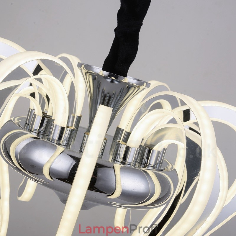 Moderner zeitgenössischer Kronleuchter aus Stahl mit 20 Lichtern und Acrylschirm