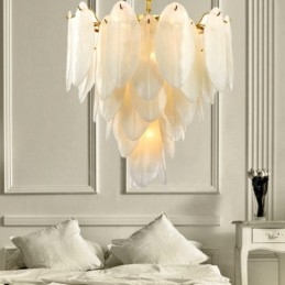 Moderne zeitgenössische 6-flammige Pendelleuchte aus Stahl mit Glasschirm