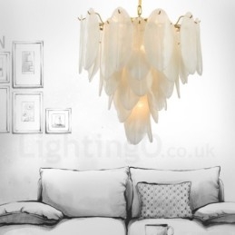 Moderne zeitgenössische 6-flammige Pendelleuchte aus Stahl mit Glasschirm