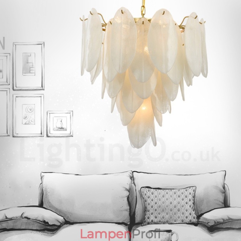 Moderne zeitgenössische 6-flammige Pendelleuchte aus Stahl mit Glasschirm