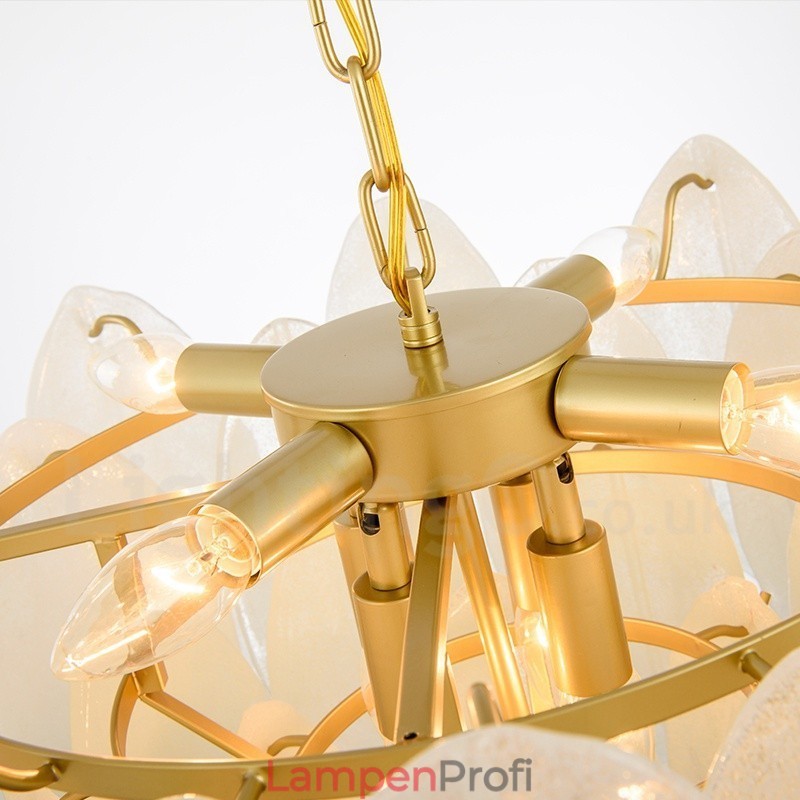 Moderne zeitgenössische 6-flammige Pendelleuchte aus Stahl mit Glasschirm