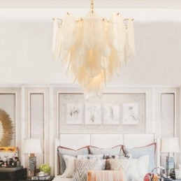 Moderne zeitgenössische 6-flammige Pendelleuchte aus Stahl mit Glasschirm