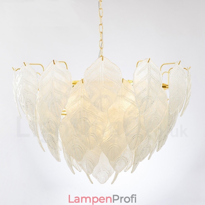 Moderne zeitgenössische 4-flammige Pendelleuchte aus Stahl mit Glasschirm
