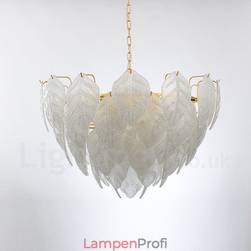 Moderne zeitgenössische 4-flammige Pendelleuchte aus Stahl mit Glasschirm