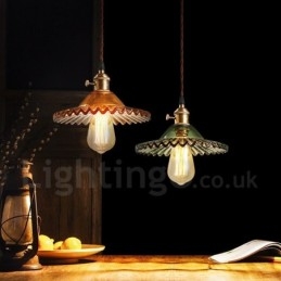 Rustikale Lodge Retro-Pendelleuchte aus Stahl mit 1 Licht und Glasschirm