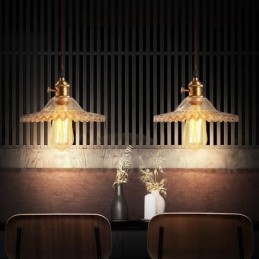 Rustikale Lodge Retro-Pendelleuchte aus Stahl mit 1 Licht und Glasschirm