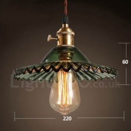 Rustikale Lodge Retro-Pendelleuchte aus Stahl mit 1 Licht und Glasschirm