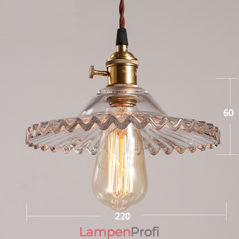 Rustikale Lodge Retro-Pendelleuchte aus Stahl mit 1 Licht und Glasschirm