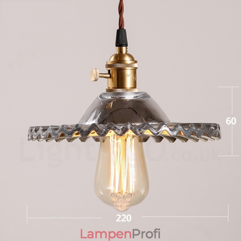 Rustikale Lodge Retro-Pendelleuchte aus Stahl mit 1 Licht und Glasschirm